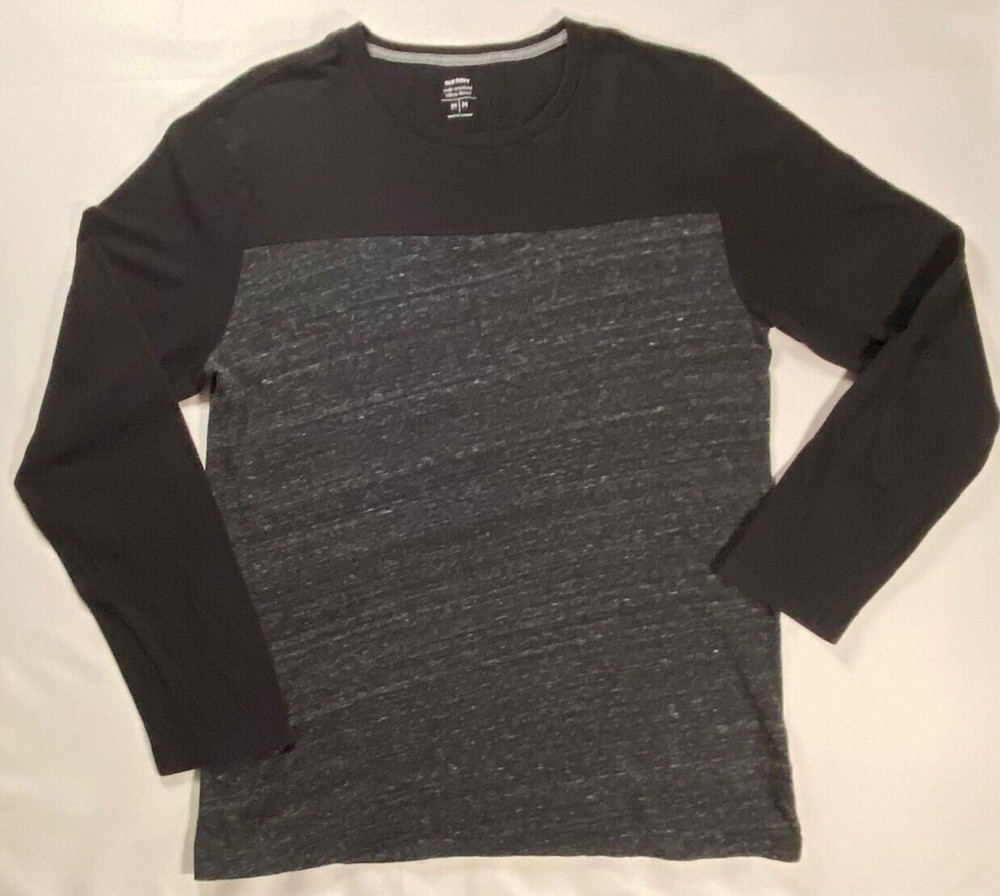 Old Navy Mens M Long Sleeve Tee Shirt Soft Wash Cotton Blend Blue, Black or Gray