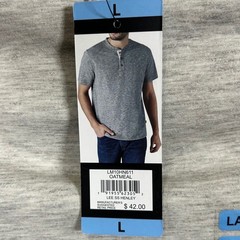 Lee Premium Select Comfort Henley Shirt Mens Large Oatmeal Heather New