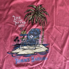 Tommy Bahama SZ L Mens SS Tshirt Tutti Frutti Peach Live The Island Cotton NWT