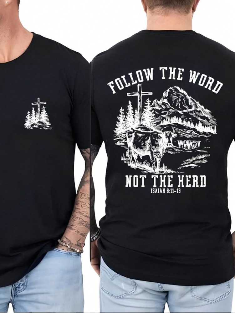 Men’s Faith Follow The Word Not The Herd Double-Sided Christian Graphic Tee