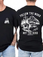 Men’s Faith Follow The Word Not The Herd Double-Sided Christian Graphic Tee