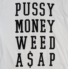 New A$AP Rocky Official Pussy Money Weed Size X Large Rap Tee 22×31 Rare