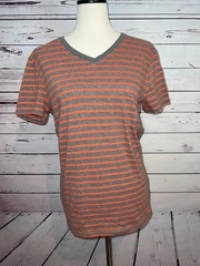 American Eagle T-Shirt Athletic Fit short sleeve tee shirt Small Stripe Vneck