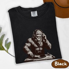 Retro Sasquatch DJ T-Shirt, Bigfoot Comfort Colors Tee, Funny Cryptid Music Gift