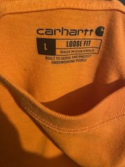 Carhartt K87 Men’s Orange Loose Fit Pocket Logo Crew Neck T-Shirt Size L