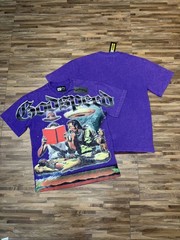 Godspeed Mens Purple Graphic Crew Neck Short Sleeve Cotton T-Shirt