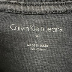 Calvin Klein Jeans T-Shirt Mens Size M Black Geometric Graphic V-Neck Cotton Tee