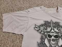 Avirex Shirt Men 3XL Off White Skull Sword Rhinestones Biker Grunge Graphic Logo