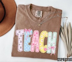 Teach Shirt Faux Lace Floral Teacher Appreciation Kindergarten Teacher Tee