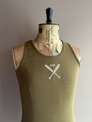 Mil-Tec Tank Top Vest Mens Size M Olive Green Cotton Graphic Print