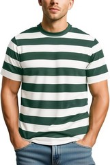 Mens Short Sleeve Striped T Shirt Casual Cotton Stretch Tee for Summer Layering