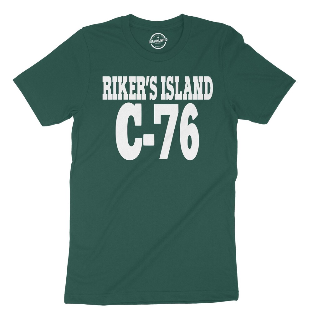 Men’s Urban Hip Hop Streetwear Design Graphic T-Shirt Riker’s Island C-76