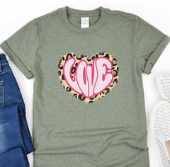Love Shirt Leopard Pattern T-Shirt Valentines Day Tee Gift for her
