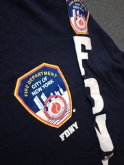 Vintage Y2K New York Fire Dpt Brooklyn Vertical Blue Long Sleeve TShirt Men’s M