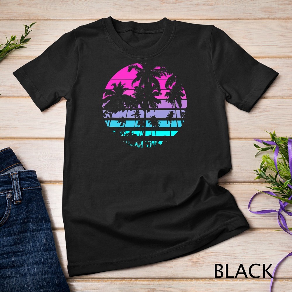 Retro Eighties 80s _ 90s Beach Style design with palm trees Unisex T-shirt