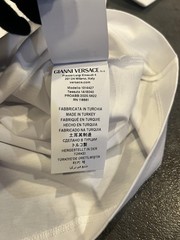 $425 RARE versace Men T-shirt White And Blue Logo Print Men Tee XL