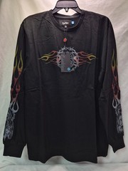 Cookies Highway Lightning Long Sleeve Knit Digital Print Artwork Shirt, Black, M