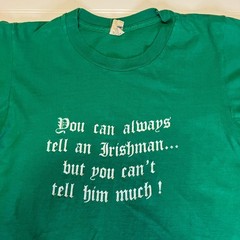 Vtg 80s Screen Stars Irishman T Shirt M 100% Cotton Single Stitch Green Unisex