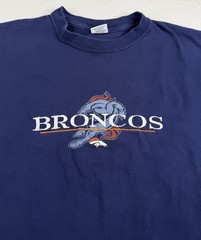 Vtg Starter Denver Broncos Graphic T-Shirt Blue Embroidered USA Made 90s Mens XL