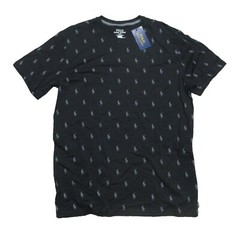 Polo Ralph Lauren Men’s Black All Over Pony Logo Graphic Crew-Neck Sleep T-Shirt