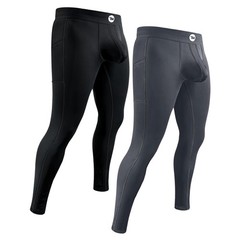 Real Men 28in Nylon Leggings D Pouch Lrg 2pk Blk/Gry Thermal Base Layer Men C…