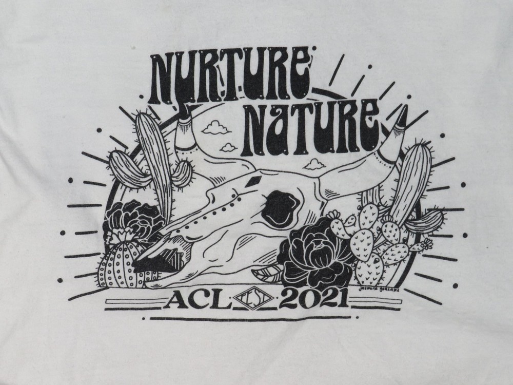 NURTURE NATURE ACL 2021 MENS L WHITE TEE AUSTIN CITY LIMITS STRAIT EILISH CYRUS
