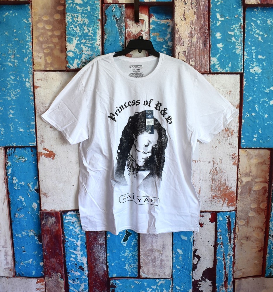 Men’s Aaliyah Graphic Tee Princess OF R&B Short Sleeve 2XLARGE White NEW