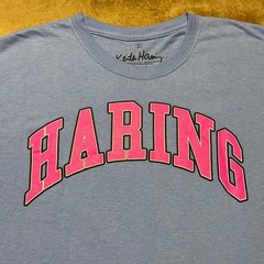 Keith Haring Graphic T Shirt Mens L Blue Pink Three Eyed Face Pop Art Tee