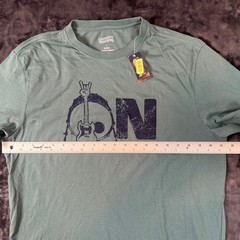 Cremieux Graphic T-Shirt Mens Large Green Rock On Guitar Drum Cotton Tee