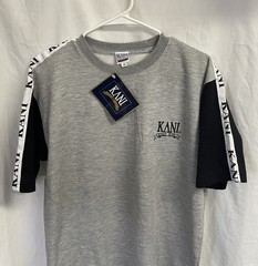 Nwt KARL KANI SPORTS Men’s EMBROIDERED LOGO Crewneck S/S T SHIRT sz MEDIUM Y2K