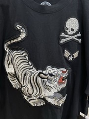 Maxi Milian Shirt Adult L Black Embroidered Tiger Skull T shirt Street wear NWT
