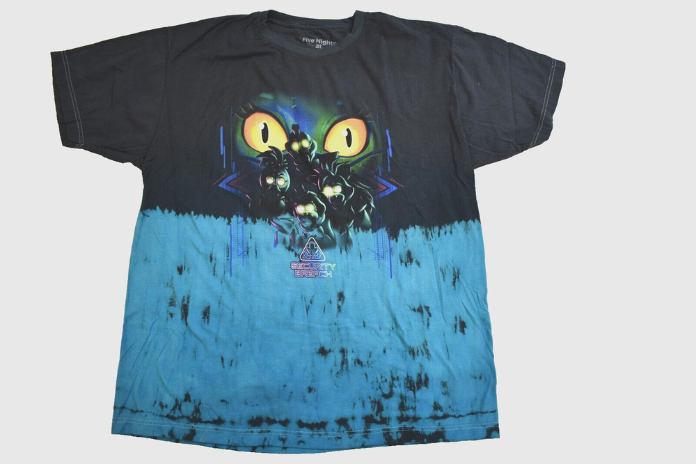 Five Nights At Freddy’s: Security Breach Mens Black & Blue Wash Shirt New XS-2XL