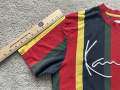 Vintage Y2K Karl Kani Embroidered Logo T Shirt Men’s Medium Striped Hip Hop