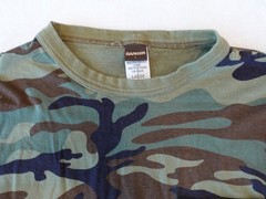 Vtg Ranger Woodland Camo Pocket T-Shirt Large Long Sleeve Green Hunting Outdoors