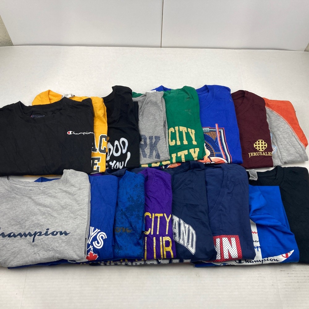 Wholesale Lot of 16 Mixed Theme Long/Short Sleeve T-Shirts Sizes in Desc
