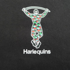 Adidas Harlequins Rugby SS T-Shirt Mens Large L UK42 Black 2019 Cotton