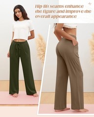 3 Pack Women’s Wide Leg Lounge Pants, Loose Drawstring Yoga Sweatpants with P…