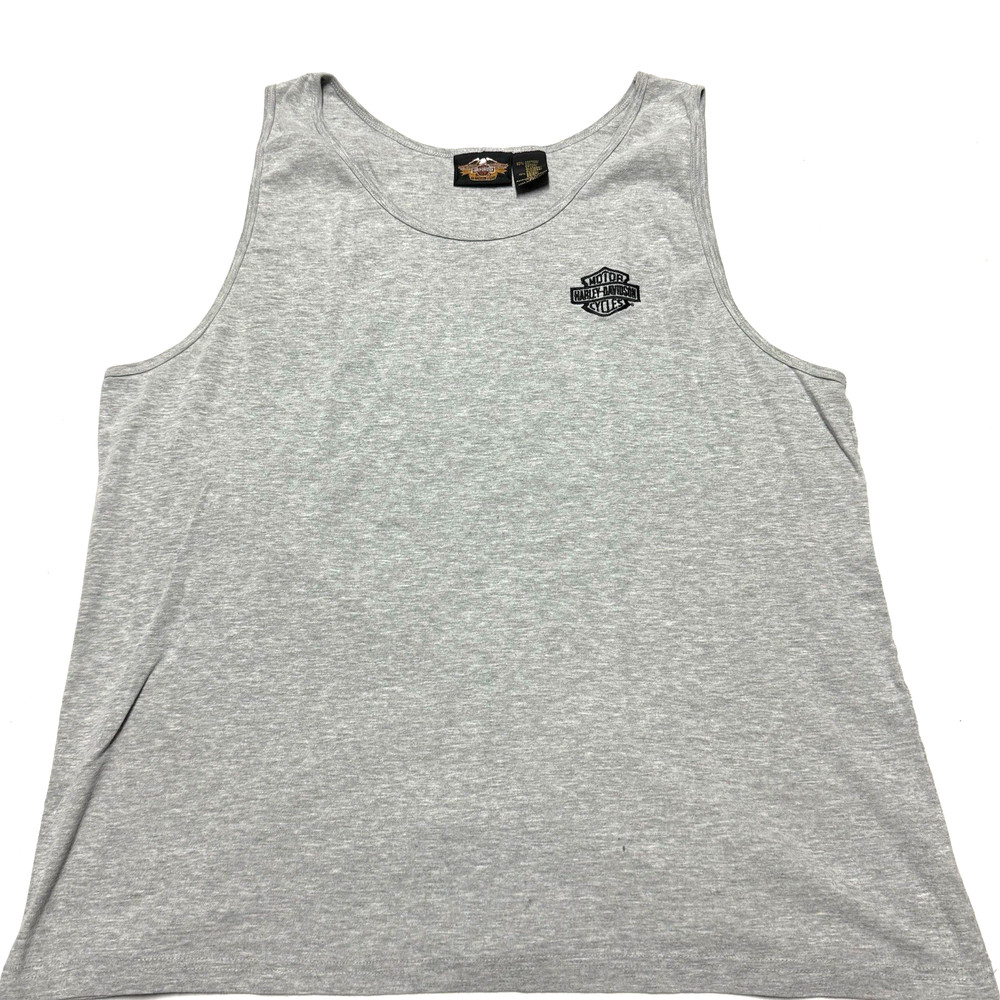 Harley Davidson Motorcycle Tank Top Mens XL Gray Sleeveless Biker Cotton Rayon
