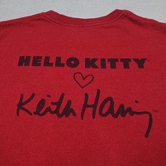 Hello Kitty Keith Haring Photo T Shirt Mens S Red Graphic Art Collab Sanrio