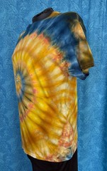 NEW Spiral Ice Tie Dye T-Shirt, Unisex L SS Crew, Blue & Gold