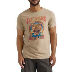 SMALL VINTAGE LEE JEANS WORLD TOUR Short Sleeve T-Shirt Brown Psychadelic Tiger