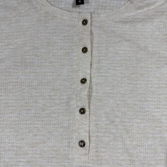 G.H. Bass Henley Mens Medium Beige Waffle Knit Thermal Long Sleeve Shirt