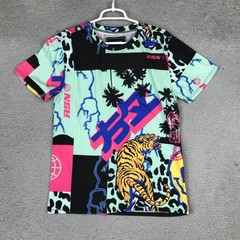Reason Shirt Mens Medium Multicolor Tiger Smiley Face Surf Graphic Tee Top