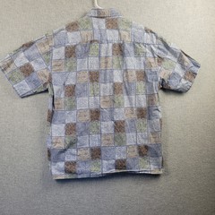 Pierre Cardin Mens XL Blue Multicolored Geometric Print Short Sleeve Button Up
