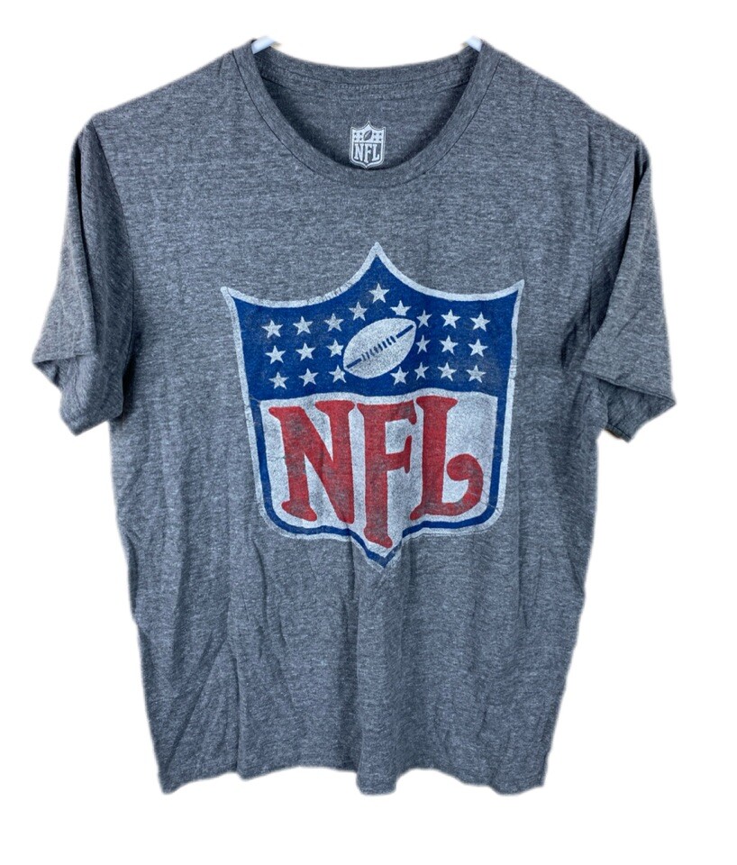 NFL Team Apparel Shirt Mens S Gray Short Sleeve Shield Logo Football Graphic Tee