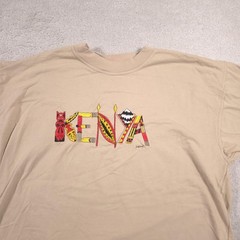 Dash Clothing Shirt Mens Large Beige Kenya Embroidered Graphic Tee Africa Travel