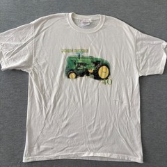John Deere Tractor Model 40 Graphic T-Shirt White Hanes Heavyweight Mens Large