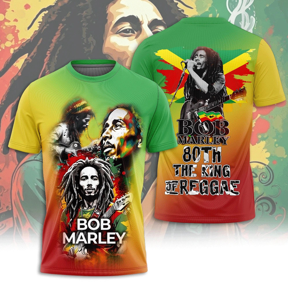 Bob Marley 80th The King Of Reggae 3D T-Shirt ng3959