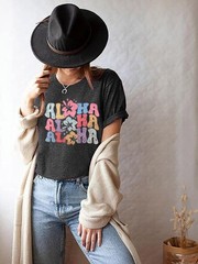 Hawaiian Shirt Women’s Family Vacation Tee Hawaii Trip Summer T-Shirt Grey S
