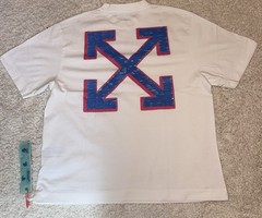 Off-White Blue Sketch Arrow Skate S/S Tee Men’s Crew Neck T-Shirt White/Blue S
